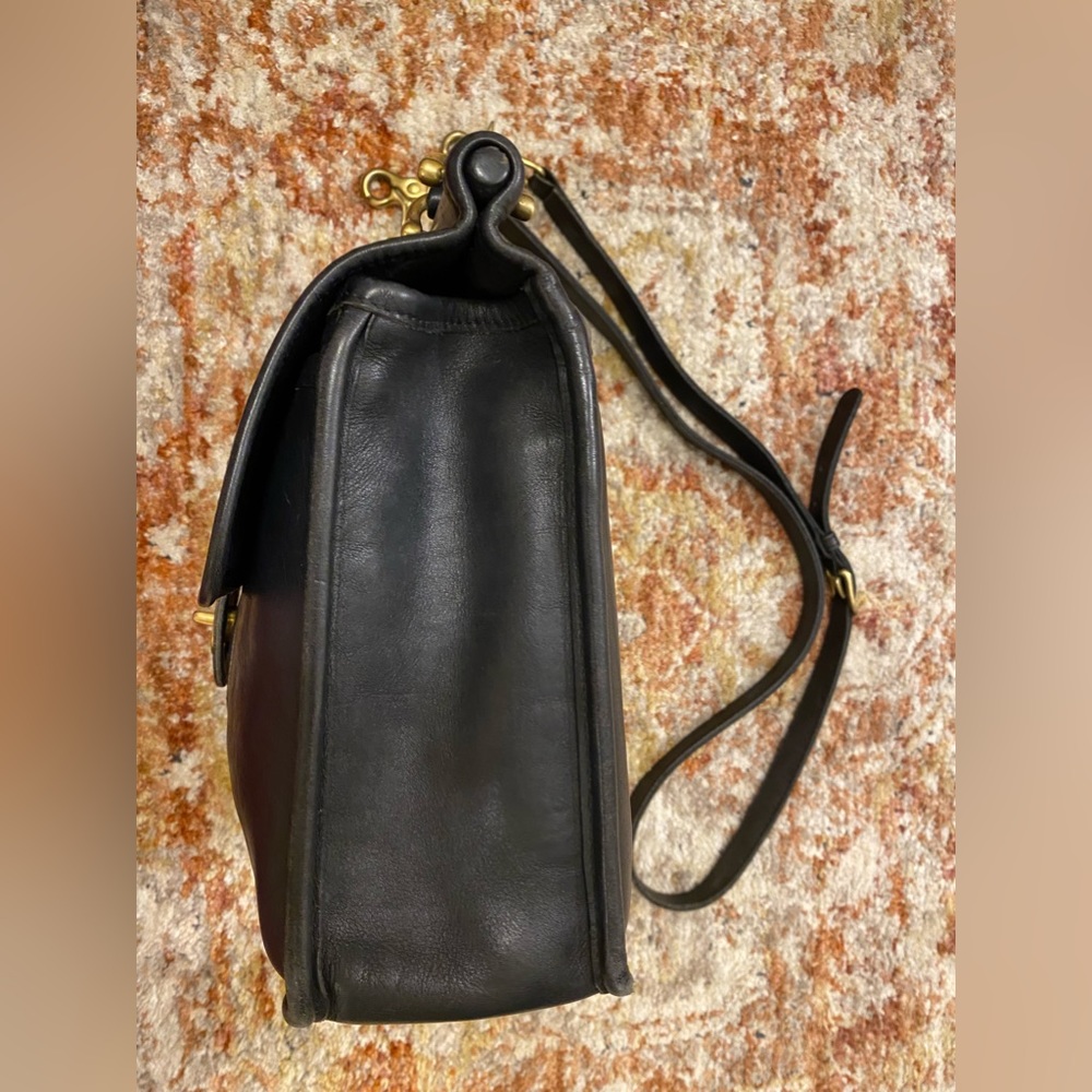Coach Black Leather Crossbody Satchel with Gold Hardware - Picture 14 of 14